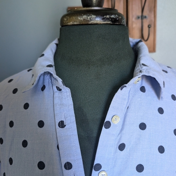 Talbots Blue Polka Dot Button-Up Shirt - Picture 8 of 10